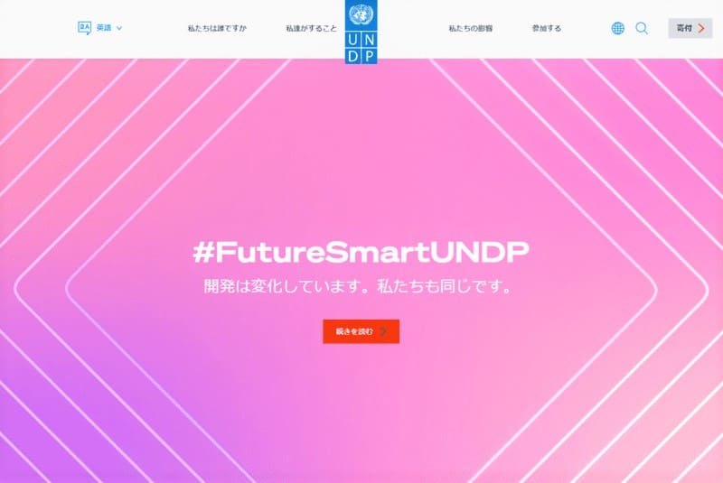 国際連合開発計画（UNDP）のWebサイト