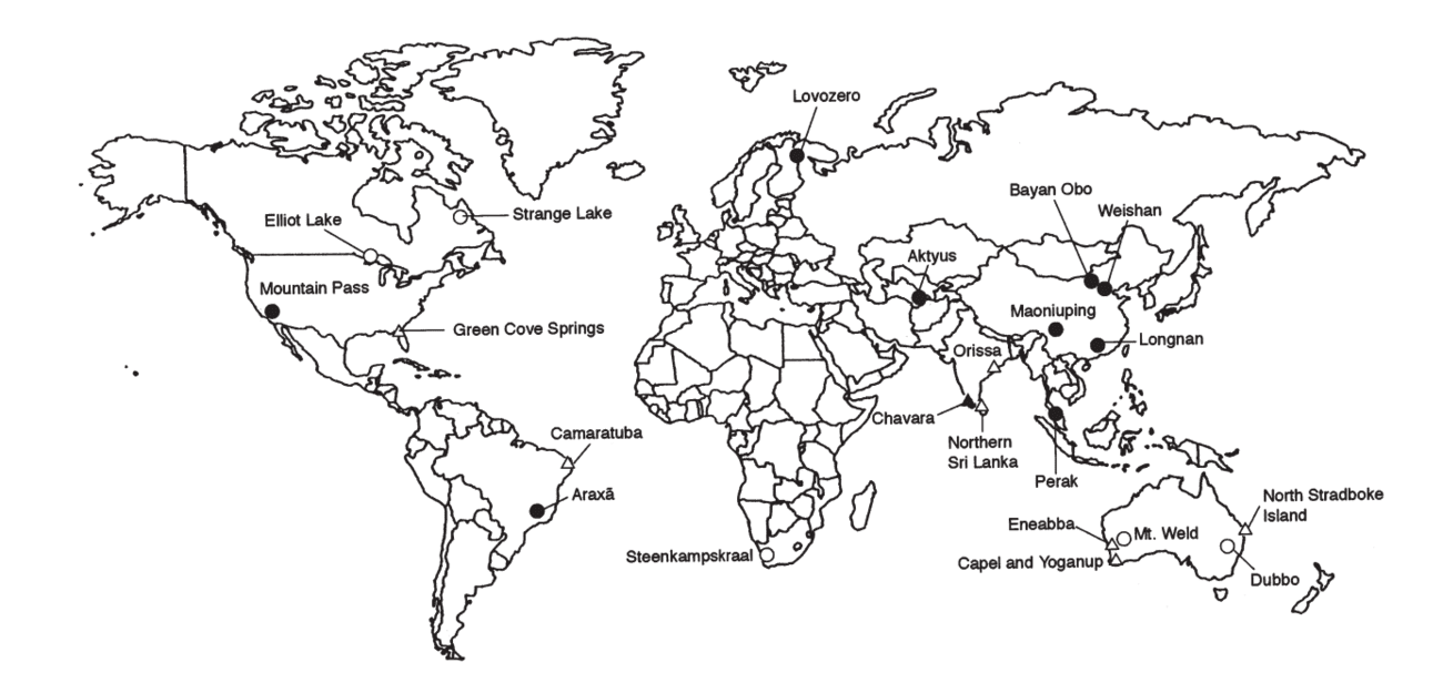 レアアースの鉱床